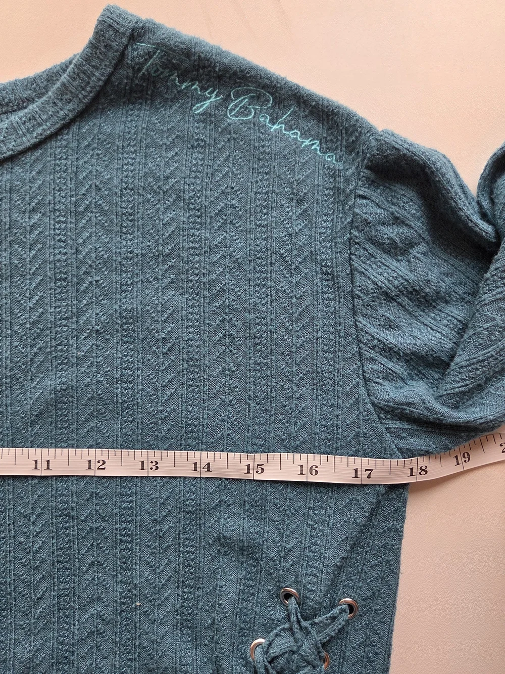 Tommy Bahama Teal Cable Knit Top & Wide-Leg Pants Lounge Set Girls 8 EUC